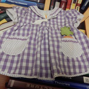 Easter Bunnies by the Bay Girl's Purple Gingham Carrot Dress sz 9-12m